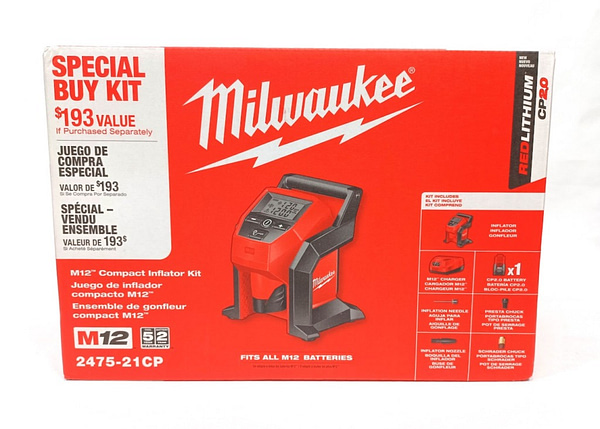 Milwaukee 2475-20 Cordless 12V Li-Ion Inflator Kit 120PSI Air Tools