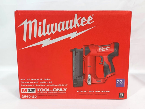 Milwaukee 2540-20 M12 23 Gauge Compact Pin Nailer 12V Li-Ion Tool Only Nailers & Staplers