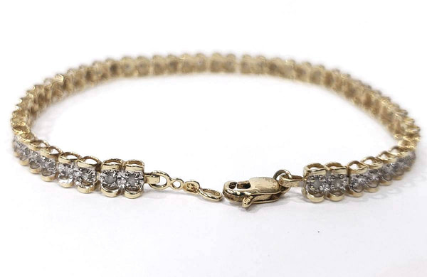 10KT Yellow Gold Diamond Tennis Bracelet Bracelets