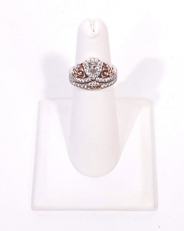 Enchanted Disney Princess 7/8 CTW Diamond Tiara Bridal Set in 14K Two-Tone Gold Rings