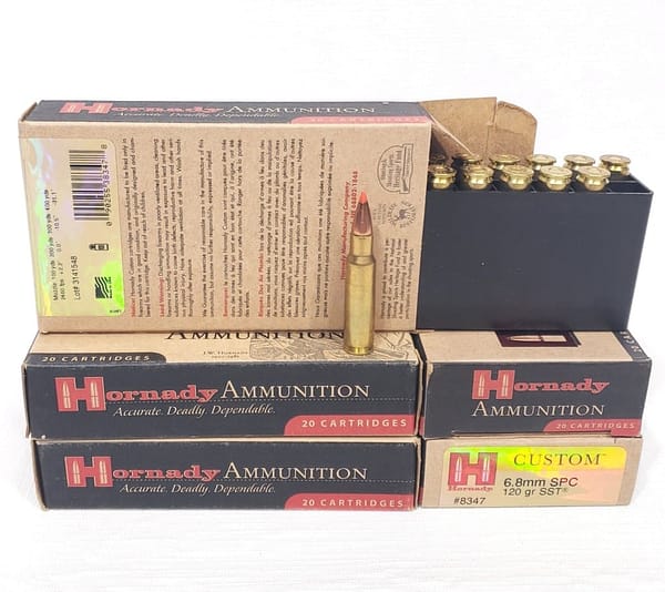 HORNADY Custom 6.8mm SPC Ammo, (8347, 120 Grain SST, 100 Rounds) Ammunition