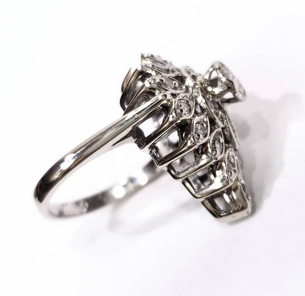 Large Vintage 14K White Gold Pear-Shaped Cluster Ring with 3/4CTW Diamonds Rings